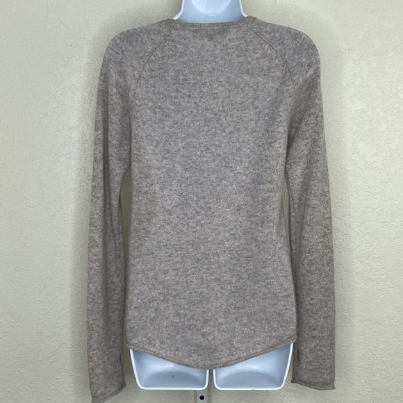 27 Miles Malibu 100% Cashmere Heathered Cream‎ Sweater Skull studs thumb holes S - Picture 6 of 14